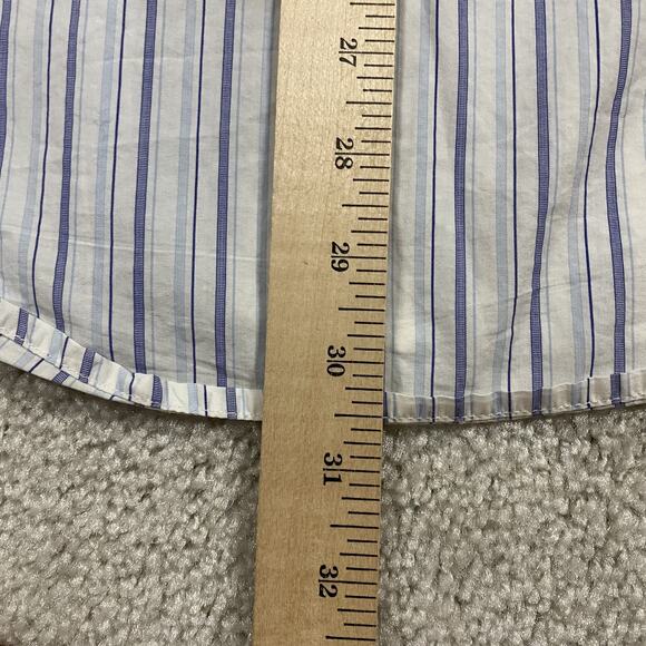 Coast Italy Shirt Mens L Blue White Striped Button Up Patchwork Pocket Office - Picture 7 of 8